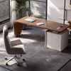 Oksana Solid Wood Director Table Singapore | Full View, T-Shaped Base