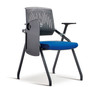 Grey backrest blue seat side angle shot | Otis Meeting Chair with Writing Board Singapore | seminar room, metal frame chair