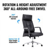 Hector Leather Office Chair Singapore 360° swivel with 6cm seat height adjustment function