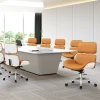 Orange Leather Meeting Room Chairs EVELYN EXECUTIVE CHAIR Singapore| Bright Boardroom Group Scene