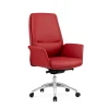 Mid Back Red Leather Swivel Executive Chair Lily Leather Office Chair Singapore| Standard Wheeled Model Plain White Shot