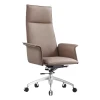 High Back Taupe Leather Executive Chair Chloe Leather Office Chair Singapore | Plain White Background Product Shot