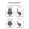 Product Dimension Specification Diagram Chloe Leather Office Chair Singapore | High Back & Mid Back Size Parameter Infographic