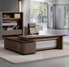 Soren walnut L-shaped executive desk with side cabinet