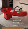 Indah Leather Executive Desk Singapore in flame red — professional executive office desk