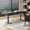 Agung Height Adjustable Desk Singapore — smoked wood grain desktop, electric height adjustable executive desk