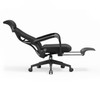 Tyler High-Back Ergonomic Chair 165-degree full recline with retractable footrest extended, showcasing wire-control locking mechanism and powder-free PU foam (35kg/m³, CA TB 117 fire-retardant).