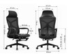 Tyler High-Back Ergonomic Office Chair size chart and dimensions with dual chair view, 350mm base static 1000KG BIFMA, component-level SGS/BIFMA/CTI certificates, ideal for corporate bulk procurement in Singapore.