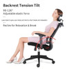James High-Back Office Chair ergonomic structure diagram, illustrating proprietary dual-back support, lumbar zones, and adaptive recline for corporate workspaces.
