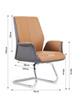 Christopher Leather Ergonomic Chair Singapore — Light Brown Leather Office Chair Side View, High-Standard Electroplated Bow Frame