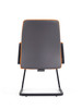 Owen Leather Ergonomic Chair Singapore — Dark Grey Leather Front View, 15mm Curved Plywood Seat