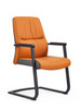 Josiah Leather Ergonomic Chair Singapore - Orange mid-back with metal sled base
