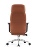 Levi Leather Ergonomic Chair Singapore — Orange-Brown Leather Front View, Steel 5-Star Base & 60# PU Casters