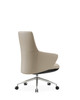 Caleb Leather Ergonomic Chair Singapore — Light Beige Back View, Aluminium Alloy Base