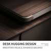 Close-up of Adeline Director Table surface showcasing Eucalyptus wood grain melamine finish and Skyline Mocha accent.