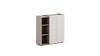 Front view of Agatha Manager Table dual storage side cabinet in Moon White.