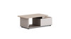 Agatha Coffee Table in Moon White and Skyline Mocha with Eucalyptus wood grain melamine finish.