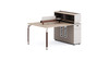 Agatha Manager Table with side cabinet in Moon White and Skyline Mocha finish.