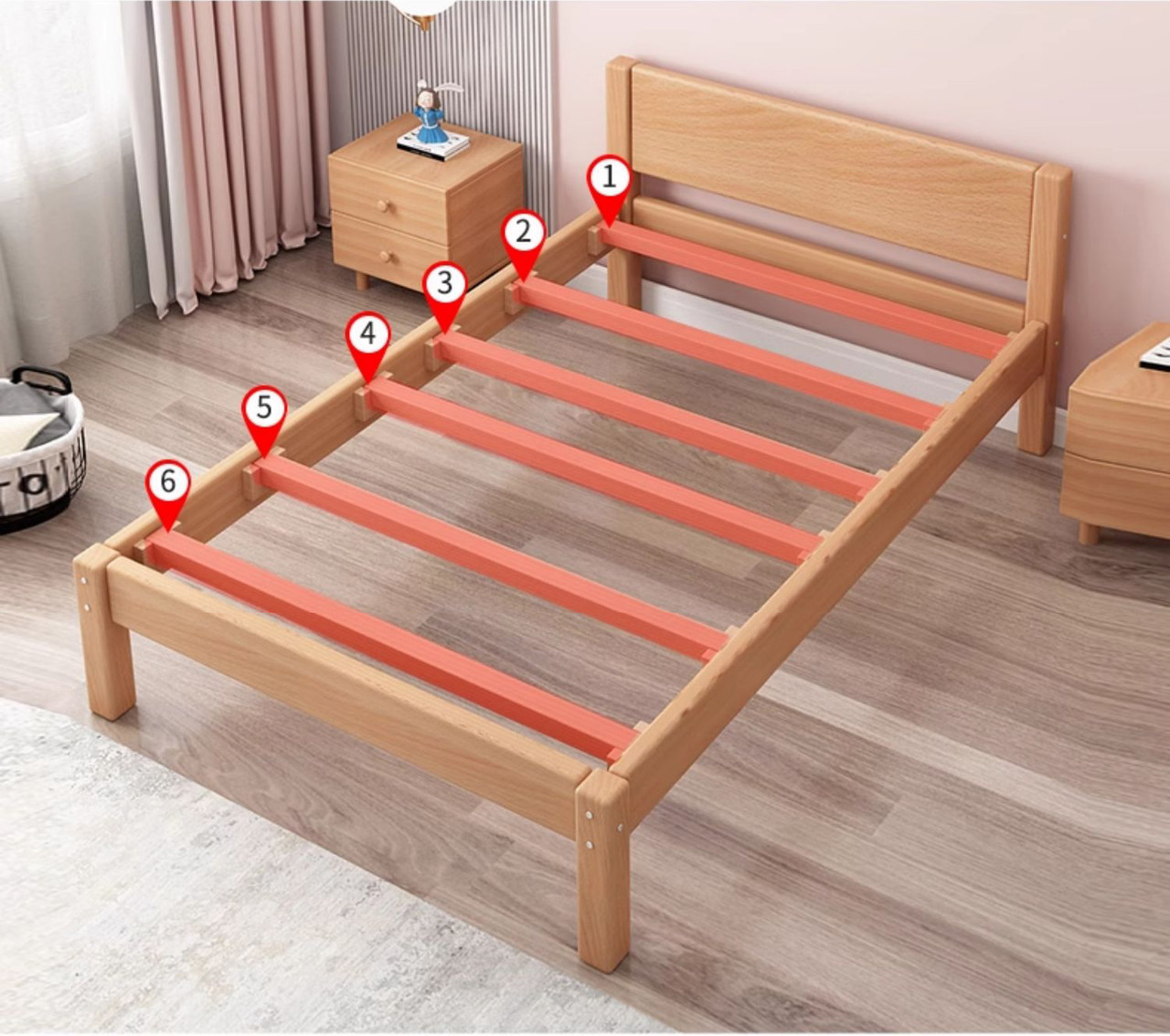 Scott Solid Wood Single Bed Frame Modern Style