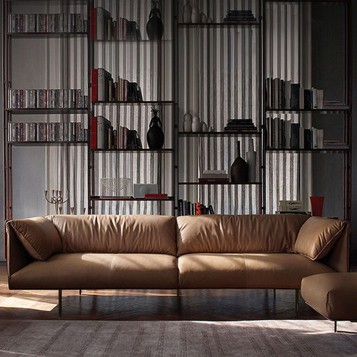 Pierce Leather Sofa detail view — Singapore office lounge