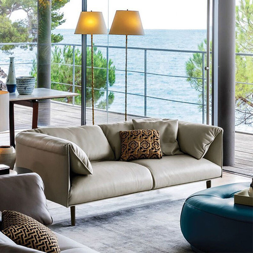 Pierce Leather Sofa in office setting — Linear Furnishings Singapore