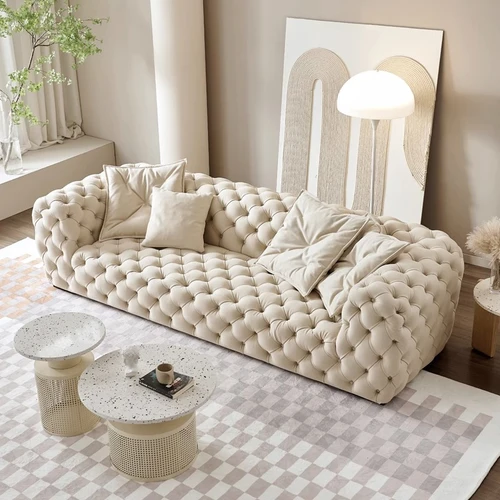 Ebba Velvet Tufted Sofa Singapore | Full View, Hand-Tufted Chesterfield Style | Free Delivery Singapore & Peninsular Malaysia