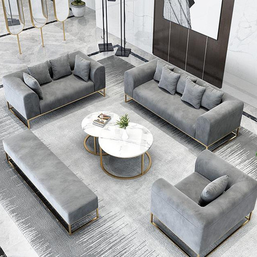 vintage set of sofa sanding pu leather arc corner sofa armchair classical villa living room