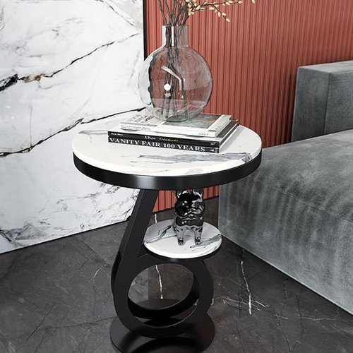 Zaria, Marble Metal Side Table for Modern