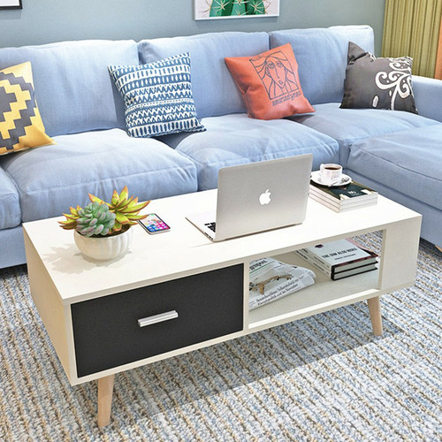 Thyra Wooden Coffee Table with Storage and Drawer Singapore — Main View