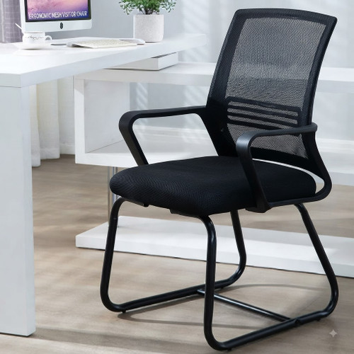 Black mesh chair white background shot Milan Home Office Chair Singapore| Studio product view, breathable mesh back