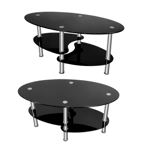 HARUKI Tempered Glass Coffee Table Detailed Image
