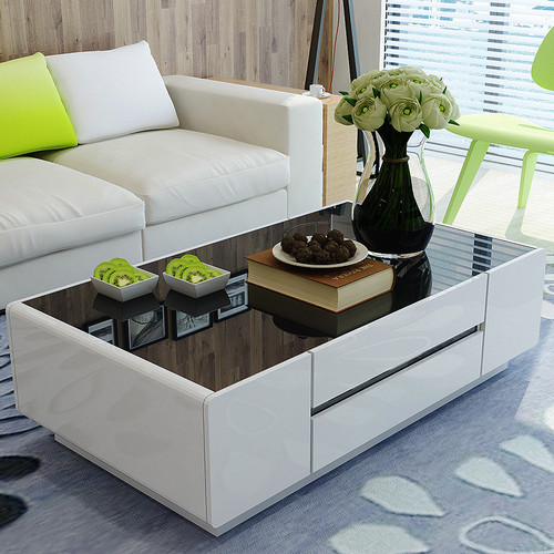 Fortuna Wooden Coffee Table with Drawer Singapore — Material Detail