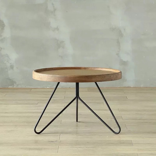 Wooden Buttons , Metal Wood Coffee Table Nordic and Modern