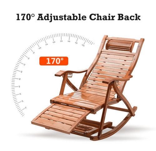 Sonoko Foldable Bamboo Wood Rocking Chair Rustic side view 1
