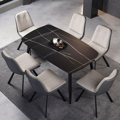 Kasper Leather Seating Dining Chair Modern Style (4 or 6 Pieces) leather Blue | Free Islandwide Delivery | Linear Furnishings Singapore