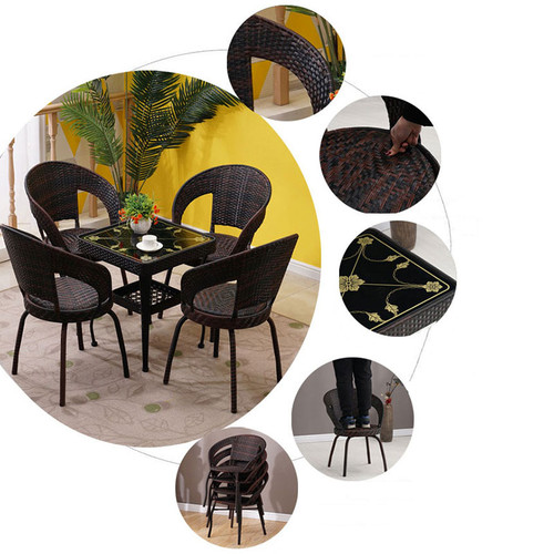 Makoto Rattan Dining Chair and Coffee Table Set different arrangement.