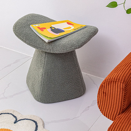 Susie , Lamb Fleece Wood Sponge Cute Shoes Stool for Modern and Nordic