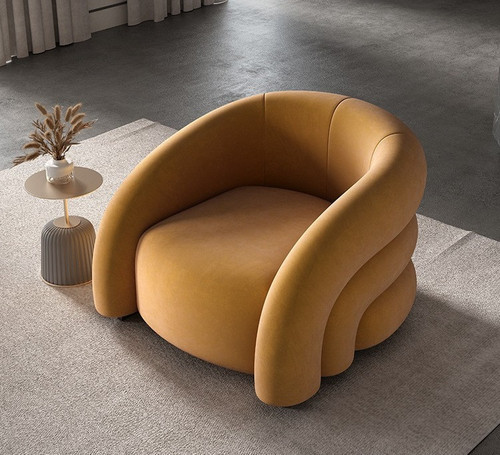 Mellow Flannel Fabric Sofa Chair side view 1