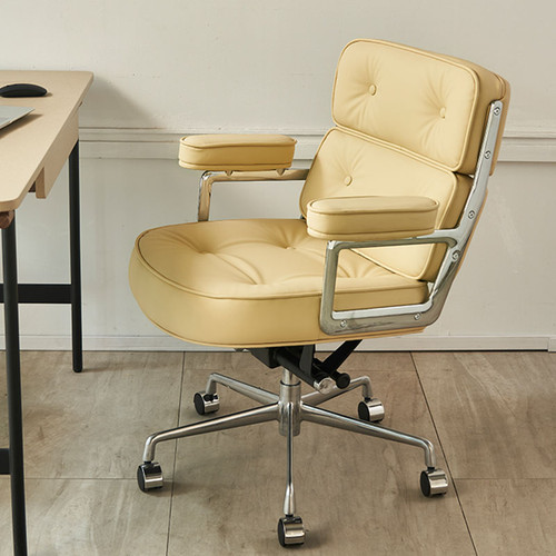 Gerd Leather Office Chair Cream Yellow