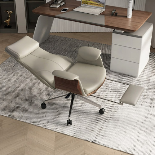 Recliner Footrest Leather Valentino Modern Office Chair Singapore | Office Nap & Relax Mode