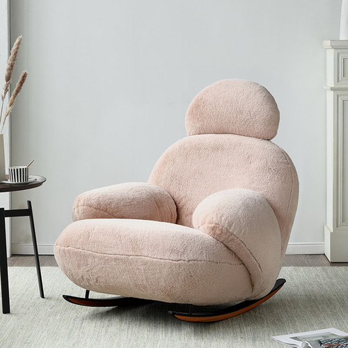 Ginny Flannel Fabric Rocking Chair side view 1