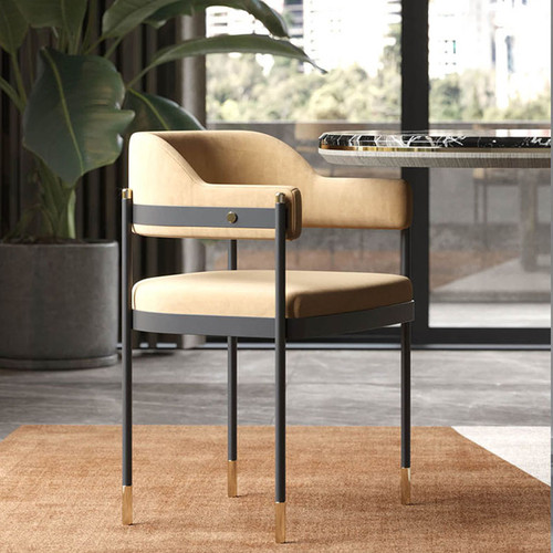 Marcelyn Dining Chair Khaki(Flannel) | Free Islandwide Delivery | Linear Furnishings Singapore