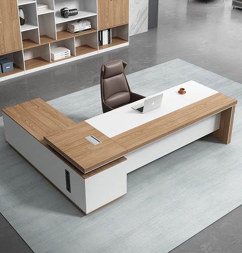 Inigo L-Shape Office Desk Singapore side cabinet — lockable drawer, CPU host compartment
