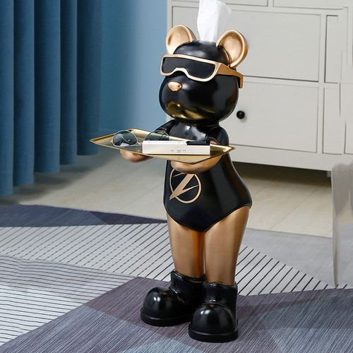 Cool Bear, Resin Tissue Box Side Table Home Decoration for Modern
