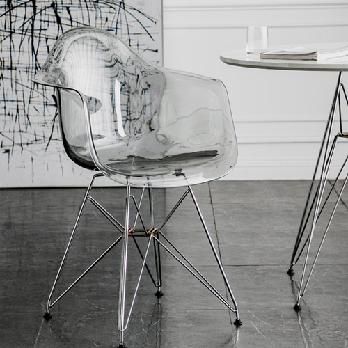 Eames Acrylic Transparent Armrest Backrest Stool  For Nordic Dsign