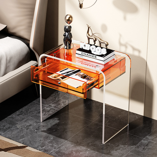 Izzy Acrylic Floating Side Table with Drawer | Table Singapore | Free Delivery & Assembly