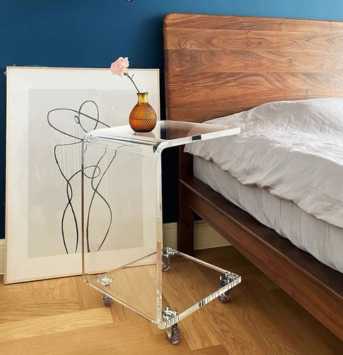 Emeri Acrylic Floating Side Table Singapore | Acrylic | Free Islandwide Delivery