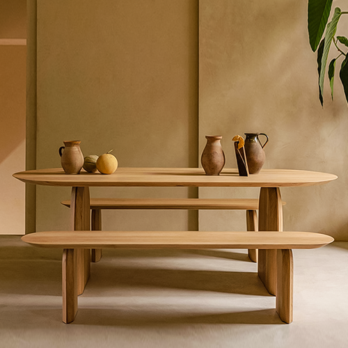 Edith Wooden Dining Table Singapore — Modern Premium Finish, Dining Room Scenario
