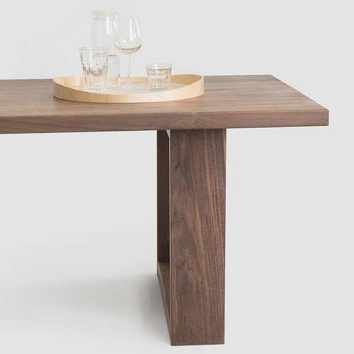 Hiroko Solid Wood Dining Table Conference Table Singapore — 5cm Thick Tabletop, Solid Table Legs