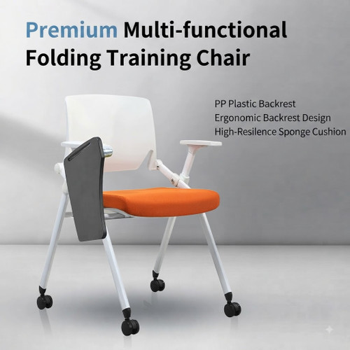 Feature showcase render Prosper Executive Meeting Chair Singapore| Built-in writing tablet, training room visitor chair